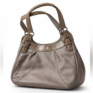 Coach | Ashley F19452 | Gathered Leather Satchel Taupe Gray
